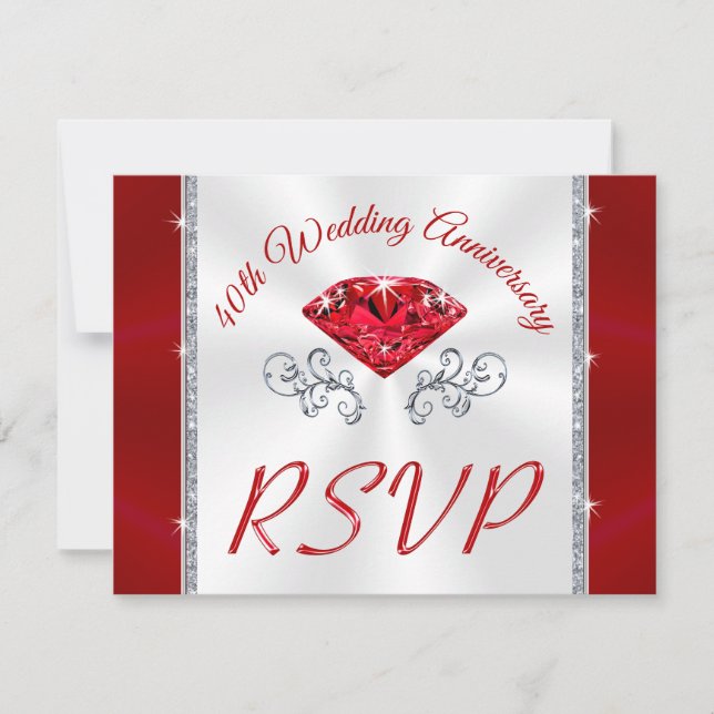 Special Order Ruby, 40th RSVP Cards, Alice Invitation (Front)