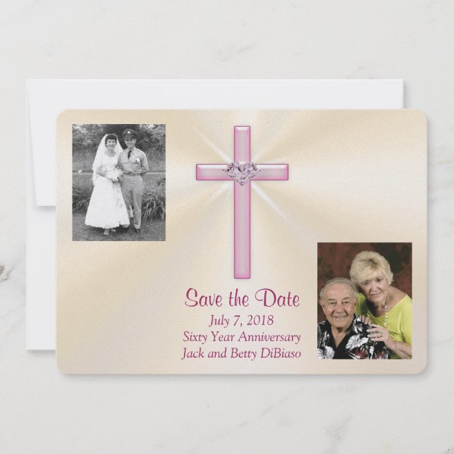 Special Orders Pink Cross Save the Date Cards (Front)