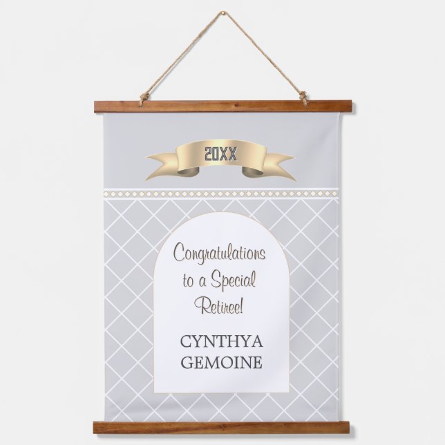 Special! Personalized BIG retirement  Hanging Tape Tapestry (Front)