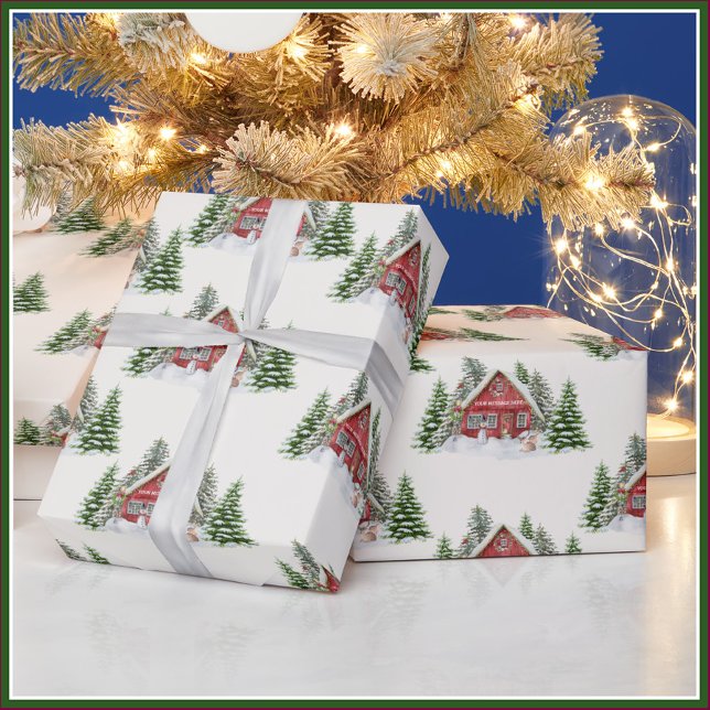 Special Personalized Country Christmas Scene Name Wrapping Paper (Creator Uploaded)