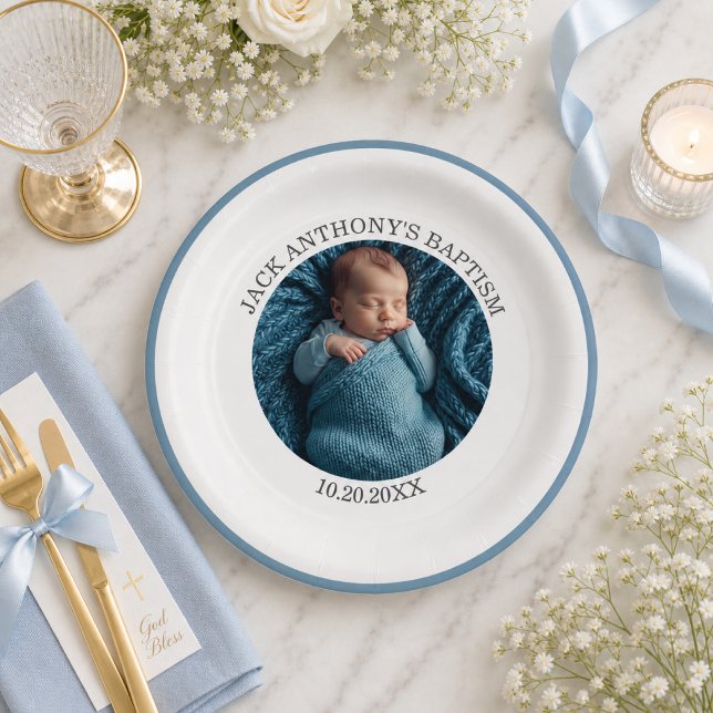 Special Photo Boy's Baptism Paper Plate (Creator Uploaded)