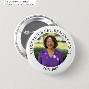 Special Photo Elegant Retirement Party 6 Cm Round Badge