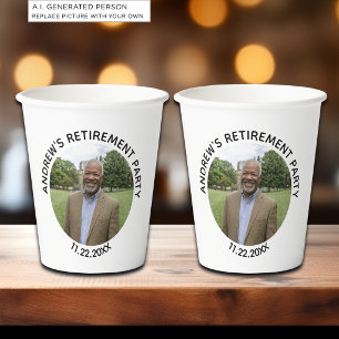 Special Photo Elegant Retirement Party Paper Cups