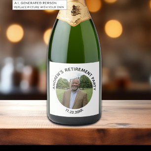 Special Photo Elegant Retirement Party Sparkling Wine Label