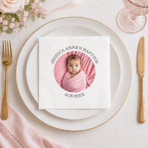 Special Photo Girl's Baptism Napkin