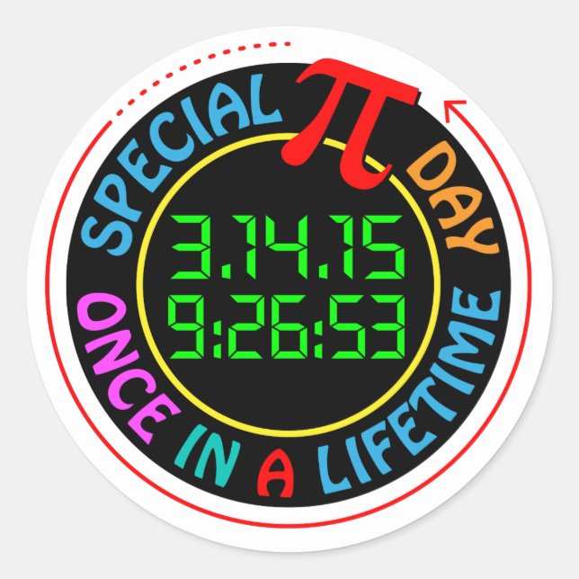 Special Pi Day 2015 Classic Round Sticker (Front)