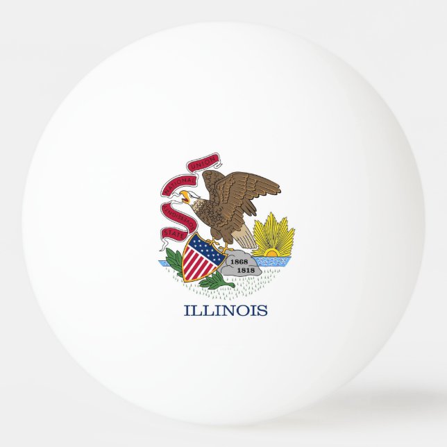 Special ping pong ball with Flag of Illinois State (Back)