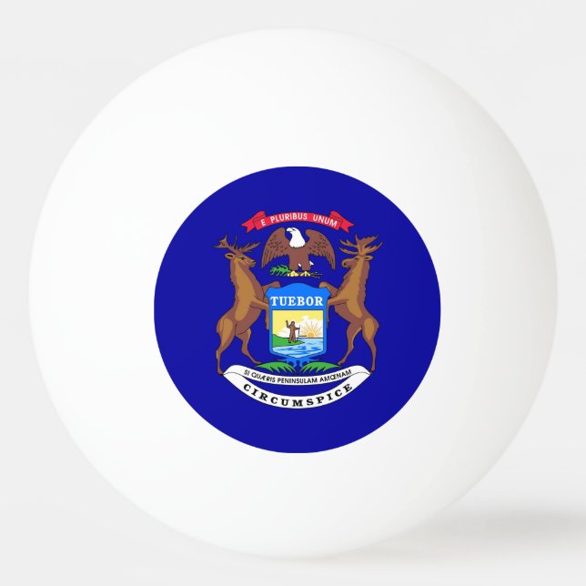 Special ping pong ball with Flag of Michigan (Back)