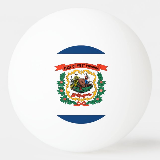 Special ping pong ball with Flag of West Virginia (Back)