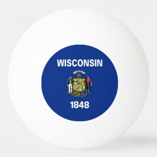 Special ping pong ball with Flag of Wisconsin, USA