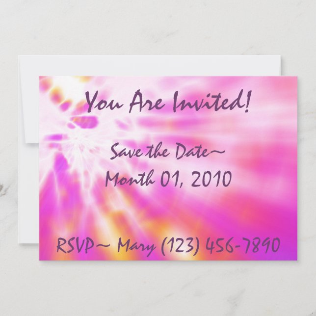 Special Pink Tie Dyed Invitations (Front)