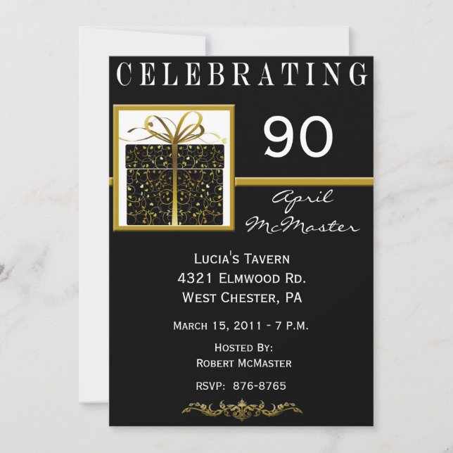 Special Present 90th Birthday Party Invitation (Front)
