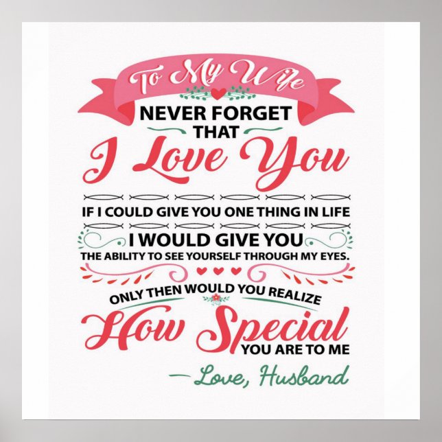 Special Quotes To My Wife | Gift For Women | Poster (Front)