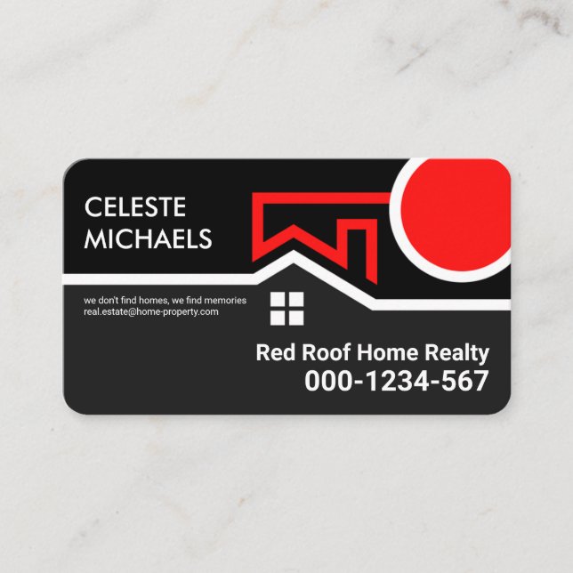 Special Red Rooftop Sun Realty Border Business Card (Front)