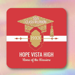 Special Reunion! 50th class reunion Square Paper Coaster