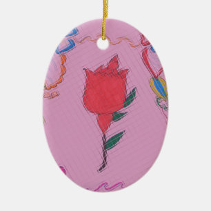 Special Rose Tile Art Graphic Design Ceramic Ornament