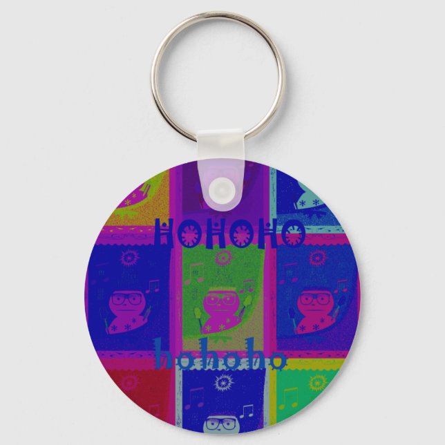 Special  Santa HoHoho Pop Art colours Key Ring (Front)
