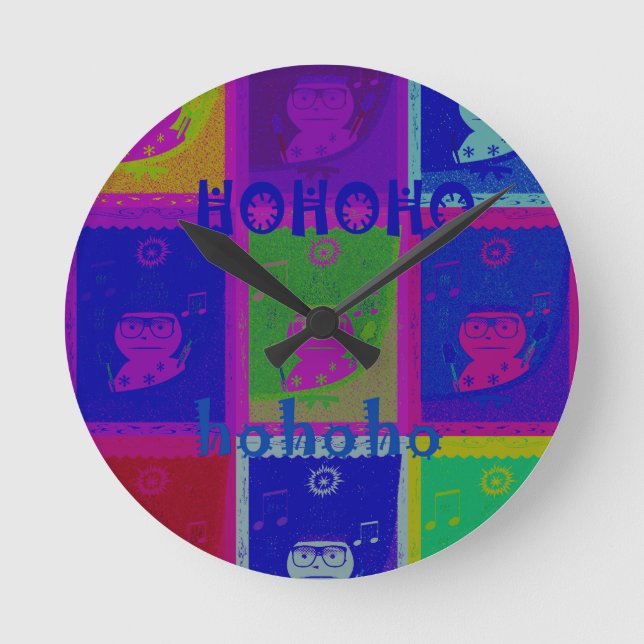 Special  Santa HoHoho Pop Art colours Round Clock (Front)