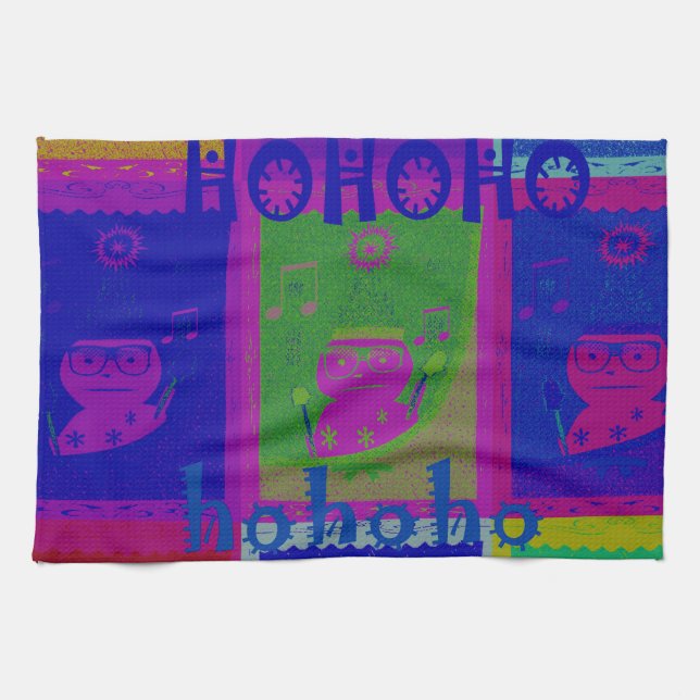 Special  Santa HoHoho Pop Art colours Tea Towel (Horizontal)