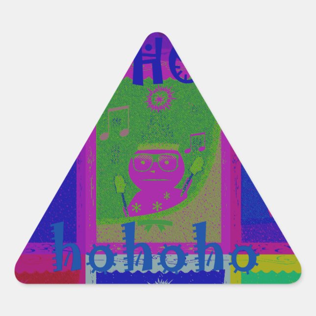 Special  Santa HoHoho Pop Art colours Triangle Sticker (Front)