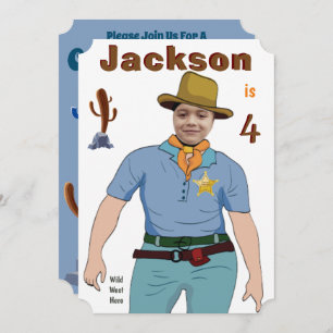 Special Sheriff Kids Cowboy Original Photo Invitation