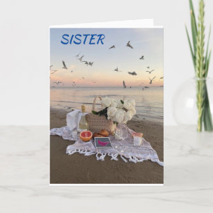  *SPECIAL SISTER* BIRTHDAY BEACH GREETINGS   CARD