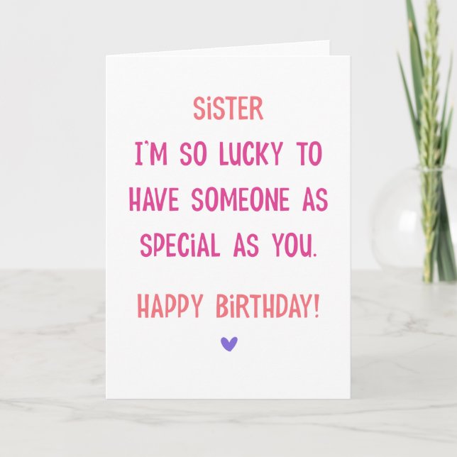 Special Sister Birthday Card (Front)
