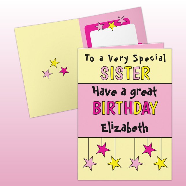 Special sister name pink birthday card (Creator Uploaded)