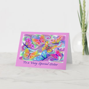 Special Sister Pink Butterflies Card