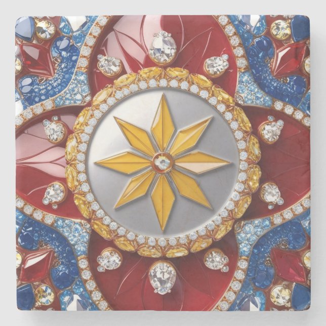 Special stone coaster with Colombian Colours (Front)