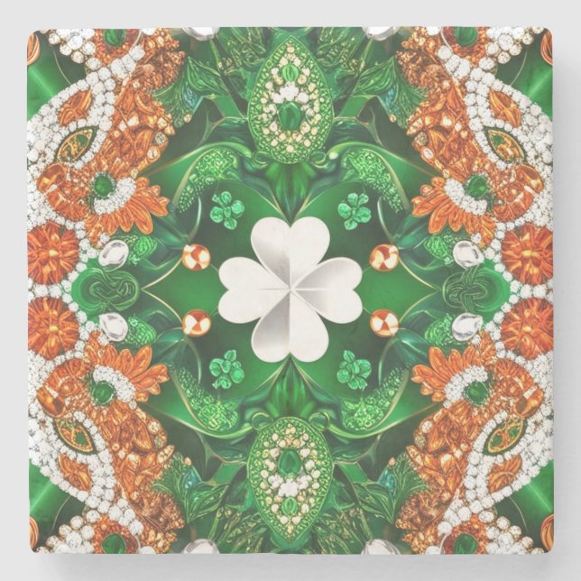 Special stone coaster with Irish Colours (Front)