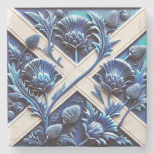 Special stone coaster with Scottish Thistles