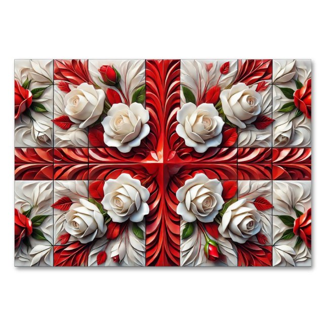 Special table card with English Roses Design (Front)