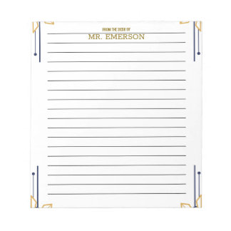 Special Teacher Lined Paper From The Desk Of  Notepad