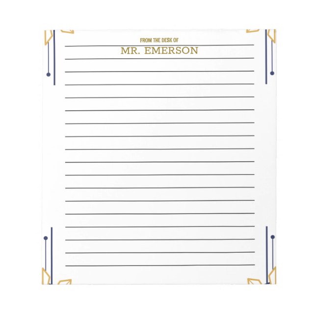 Special Teacher Lined Paper From The Desk Of  Notepad (Front)