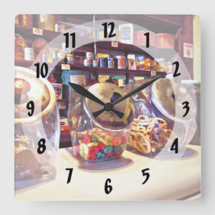 Special Treats at the General Store Square Wall Clock