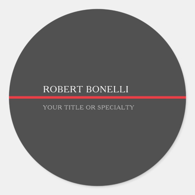 Special Unique Grey Red Elegant Modern Classic Round Sticker (Front)
