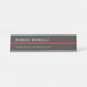 Special Unique Grey Red Elegant Modern Desk Name Plate