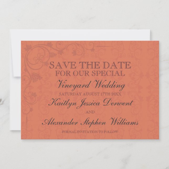 Special Vineyard Wedding Save The Date (Front)