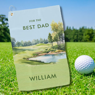 Special  Watercolor Father's Day Golf Theme Golf Towel
