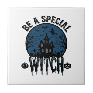 Special Witch Halloween Vintage Engraving Design_1 Ceramic Tile