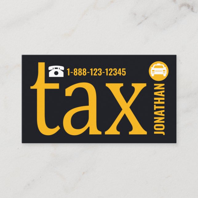 Special Yellow Taxi Letter-i Signage Cab Driver Business Card (Front)