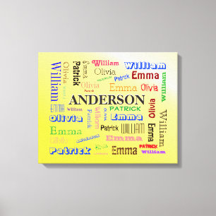 Specialised Family Word Cloud Name Collage Canvas Print