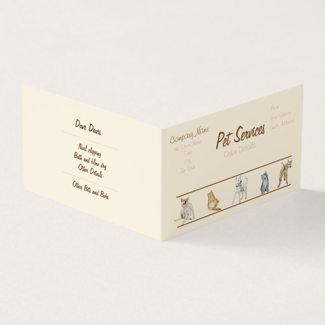 specialist dog Grooming and pet care Business Card (Outside)