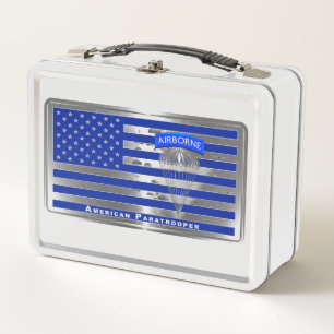 Specially Designed American Paratrooper Flag Metal Lunch Box