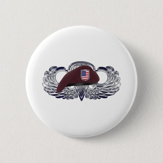 Specially Designed Beret on Basic Airborne Wings 6 Cm Round Badge (Front)
