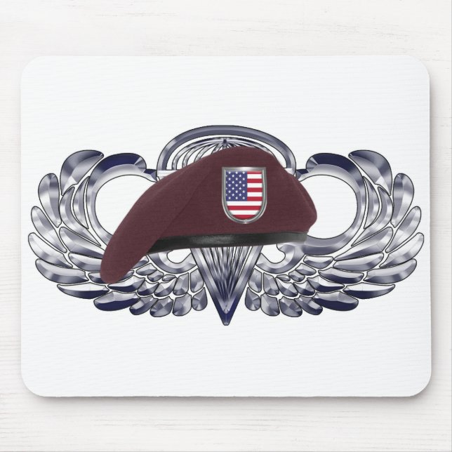 Specially Designed Beret on Basic Airborne Wings Mouse Pad (Front)