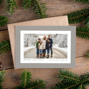 Speckle frame simple neutral grey Christmas photo Holiday Card