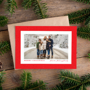 Speckle frame simple red Christmas photo Holiday Card