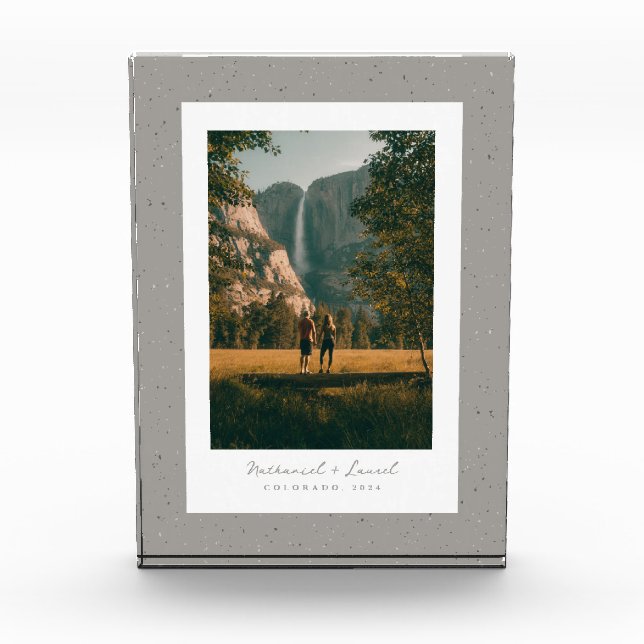 Speckle frame simple rustic grey outdoors photo block (Front)
